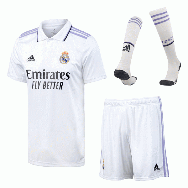 Real Madrid Soccer Jersey Home Whole Kit(Jersey+Shorts+Socks) Replica 2022/23